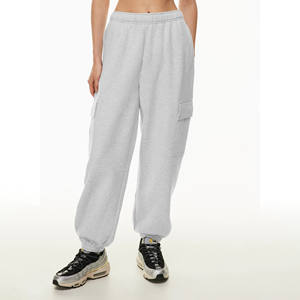 Pantalones de chándal de forro polar grueso para mujer, estilo cargo de algodón cómodo con cordón, estilo urbano para invierno - Product Image 2