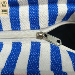 Custom Embroidered 12 Oz Striped <b>Canvas</b> Beach Tote Bag 35x29x12 cm Zipper Jute Handles Wholesale OEM ODM Manufacturer Exporter - Product Image 5
