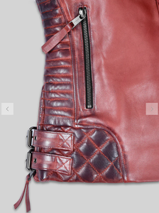 Veste en cuir pour homme et femme, modèle 2026, nouvelle mode, veste en cuir coupe-vent Charlotte Burnt Red - Product Image 5