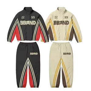ชุดวอร์มกันลมผู้ชายขายส่ง 2 ชิ้น สไตล์สตรีทแวร์ สีตัดต่อ ชุดกีฬากันน้ำ ชุดวิ่งออกกำลังกาย เสื้อแจ็คเก็ตและกางเกง - Product Image 2