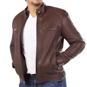 Mens Genuine <b>Leather</b> <b>Jacket</b> Biker Style Slim Fit <b>Winter</b> Coat Custom Logo OEM Factory Supplier - Product Image 3