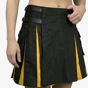 Kilt hybride utilitaire écossais gris tartan personnalisé pour homme, 100 % coton, style écossais, logo personnalisé, pour la pratique de la musique (tuba), OEM, MOQ 01 - Product Image 2