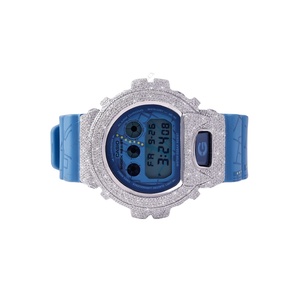 Stunning Moissanite Diamond Elegant Fashion <b>Watch</b> with Rubber Band Round <b>Case</b> Unisex Design-Half Iced <b>Watch</b> - Product Image 3