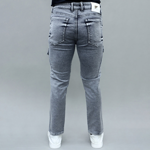 Gex Men Jeans cargo elásticos de tiro medio en gris oscuro para hombre - Product Image 4