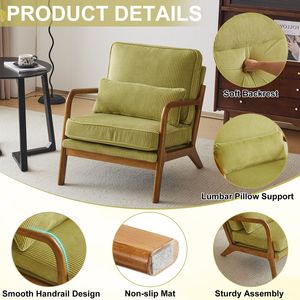Poltrona Lounge da Interno in Velluto a Coste Verde Oliva con Braccioli Bassi, Compatta, Monoposto, Telaio Robusto (Portata 150 kg), Superficie in Moquette - Product Image 2