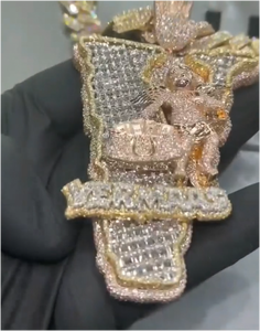 Colgante de Diamante Cultivado en Laboratorio con Certificación IGI, Diseño 3D de Dibujos Animados, Personalizado para Hombre, Estilo Hip Hop, Plata 925, Cadena de Oro VVS, Joyería Fina - Product Image 4