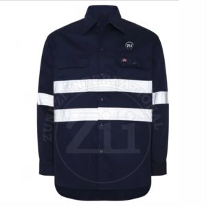 Vêtements de travail industriels respirants et résistants aux flammes pour hommes, chemise de travail de soudage FR, conforme à la norme NFPA 70E HRC 2, haute visibilité, bande réfléchissante ignifuge. - Product Image 1