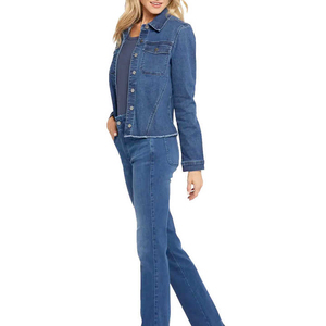 Veste en jean personnalisée pour femme, style streetwear décontracté, effet délavé vintage, pour la vente en gros - Product Image 6