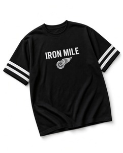 เสื้อยืดคอกลมแขนสั้นผ้าฝ้ายสีดำสำหรับผู้ชาย ยี่ห้อ Iron Mile ลายกราฟิก พิมพ์ลายลำลอง ทรงปกติ - Product Image 2