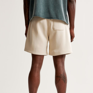 Pantalones Cortos Bermuda de Algodón Beige para Hombre, Color Sólido, Casuales, con Cordón en la Cintura, Elásticos, Ajuste Cómodo, Largo Medio - Product Image 3