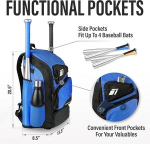 Bagnex Custom Logo Waterproof 600D Polyester Baseball <b>Backpack</b> 50-<b>70L</b> Large Capacity Bat Bag Shoes Compartment USB Anti Theft - Product Image 5