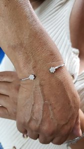 10K Gold Lab Grown Diamond Beaded <b>Bracelet</b> Bezel Setting for Women | Luxury Trendy Flower Design Zinc Alloy Gold Plated Bridal - Product Image 4