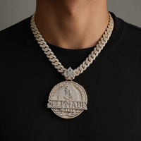 Pendentif médaillon Hip Hop personnalisé fait main, ensemble chaîne cubaine Miami, micro-pavé Moissanite, plaqué or, argent 925, bijoux de luxe