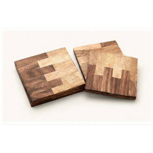 Sous-verres artisanaux en bois de manguier à grain traversant, lot de 4, écologiques, antidérapants, pour table basse, décoration rustique pour la maison - Product Image 4