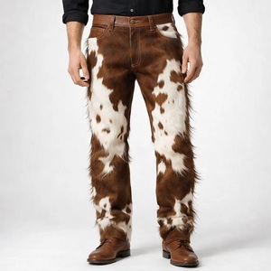 Pantalones de Cuero Vacuno con Pelo Natural para Hombre, Duraderos, Estilo Vaquero, Biker, Occidental, Atuendo Elegante - Product Image 4