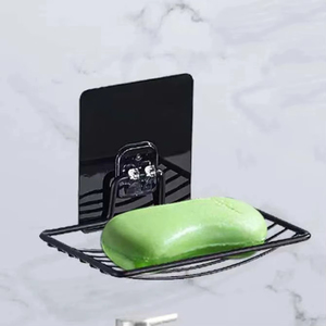 Support à savon mural en acier inoxydable 1 pièce - Sans perçage, sans clou, pour salle de bain, à couche unique, avec drain, fixation par ventouse - Nouveau design - Product Image 1