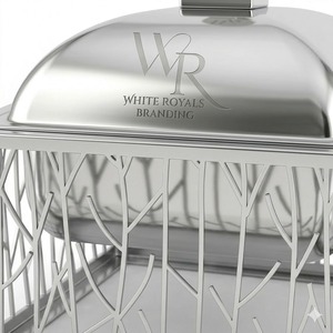 Luxury Square Brass <b>Chafing</b> <b>Dish</b> Stainless Steel <b>Buffet</b> Food Warmer Eco-friendly Catering Serving <b>Set</b> Laser Cut Branch Stand - Product Image 2