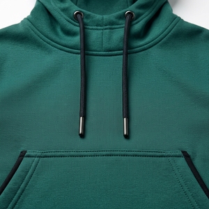 Sudadera con Capucha de Forro Polar Verde para Hombre, Corte Regular, Color Sólido, Ropa Casual de Invierno - Product Image 5
