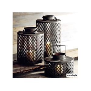 Contemporary metal <b>candle</b> <b>lantern</b> created for premium ambiance enhancement in homes patios and dining spaces - Product Image 3