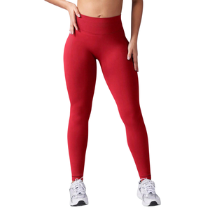 Custom Logo Mid Waist Elastic Waist Seamless Breathable Quick Dry Spandex/Polyester Gym <b>Booty</b> Lifting Workout Yoga Leggings - Product Image 1