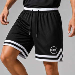 Men's <b>Black</b> Mesh Bermuda Shorts With White Stripe Drawstring Quick Dry Sporty Workout Basketball Shorts - Product Image 1