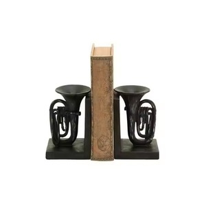 Metal <b>Bookends</b> Set Of 2 Industrial Style Sculptural Design Black Finish Irregular Shape Desk Organizer - Product Image 1