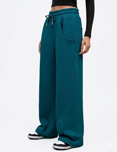 Flat Drawstring Sweat <b>Jogger</b> Athletic <b>Flared</b> <b>Joggers</b> <b>Women</b> Wide Leg Sweatpants Mid Waist Baggy Lounge Pants Summer - Product Image 3