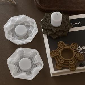 Aromatherapy Candle Holder Lotus Candle Candlestick <b>Ornament</b> Gypsum Cement Candle Silicone Mold - Product Image 3