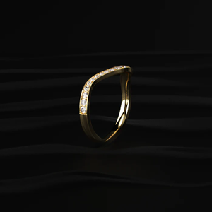 Round Cut Diamond <b>Ring</b> 14K Yellow Diamond <b>Ring</b> Lab Grown Curved Diamond <b>Stacking</b> Band Traditional Diamond <b>Ring</b> Luxury <b>Ring</b> - Product Image 3