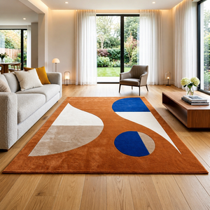Modern Geometric Handmade Tufted Wool/<b>Silk</b> Area Rug Latex Backing Eco-Friendly Soft Home Decor for Living Room Bedroom Patio - Product Image 3
