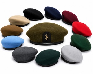 Léger réglable 70 grammes tactique brodé bleu mérinos 100% laine 60s chapeaux béret casquette tactique béret chapeau - Product Image 5
