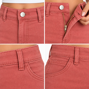 Mini-jupe en jean taille haute pour femme, coupe trapèze, décontractée et tendance, idéale pour l'été, avec boutons, fermeture éclair et passants de ceinture - Product Image 3