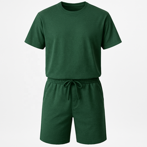Conjunto de camiseta y pantalones cortos de verano para hombre con logo personalizado, estampado informal, 100% algodón, de secado rápido, ropa de playa. - Product Image 1