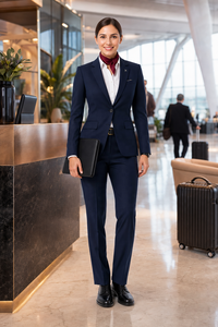 Uniformes de Aerolínea Personalizados de Manga Larga para Pilotos y Tripulación de Cabina |   Uniformes de Aviación OEM ODM |   Proveedor de Uniformes para Concierges de Aeropuertos para Mujeres - Product Image 6