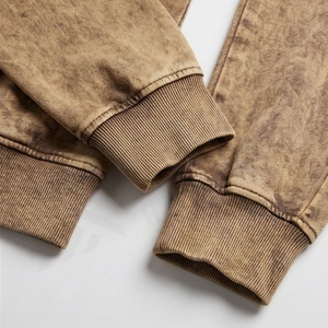 Men's Sustainable Sportswear Acid Wash Jogger Sun Faded Distress Fitness Exercise <b>Sets</b> Hooded <b>Embroidery</b> Jogging Winter - Product Image 6