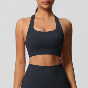 Débardeur de yoga contrastant pour femme avec soutien-gorge de sport push-up, bretelles convertibles, extensible, respirant, antichoc, et short intégré - Product Image 1