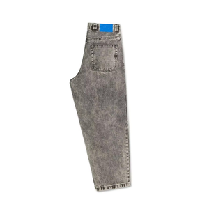 Pantalon en jean streetwear pas cher pour homme, coupe droite longue, ample, empilé, en coton, délavé, à jambe large - Product Image 5