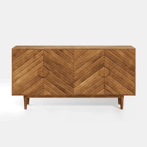 Premium Solid Wood <b>Sideboard</b> Cabinet Herringbone Pattern <b>Storage</b> Console with Doors Modern Minimalist for Living Room Hotel - Product Image 2