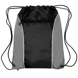 Black and Gray <b>Drawstring</b> <b>Backpack</b> Polyester Plain Dyed Adjustable Sport Bag for Outdoor Use Wholesale Pack OEM Supplier - Product Image 1