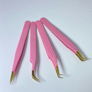 High Quality Stainless Steel Anti-Magnetic Durable Silver Diamond Grip Tweezers <b>Set</b> for Volume Eyelash Extension Eye - Product Image 4