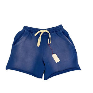Shorts pour hommes en toile personnalisée 100% coton, épais, écologiques, style streetwear rétro, effet vieilli, délavé au soleil, délavé à l'acide, avec strass - Product Image 1