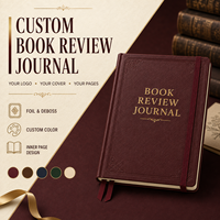 Carnet de lecture de luxe LABON personnalisé bordeaux avec couverture rigide et design doré, suivi des livres et pages de commentaires