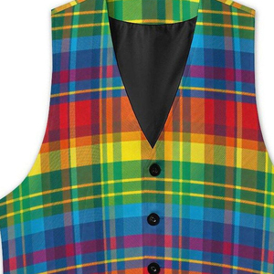 Chaleco de Traje a Cuadros Arcoíris para Hombre, Chaleco Escocés Colorido, Chaleco a Cuadros Rojo, Amarillo, Verde y Azul, Gran Venta - Product Image 3