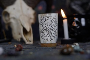 Juego de Vasos de Cerámica Modernos y Lujosos con Diseño Marmoleado, Tres Piezas, Color Blanco y Marrón Tierra, Material Ecológico y Orgánico, HASAN CRAFT - Product Image 4