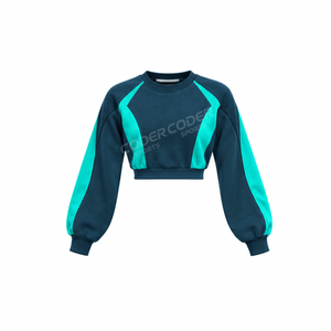 Ensemble deux pièces pour femme : Haut court uni 100 % coton, sweat-shirt streetwear, molleton épais, vêtements de sport, tailles régulières et grandes tailles, hiver - Product Image 1