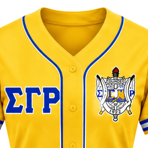 Camiseta Deportiva Personalizada de Béisbol SGRHO para Mujer, Hermandad Griega Sigma Gamma Rho, Manga Corta, con Botones, Ropa Deportiva al por Mayor - Product Image 3
