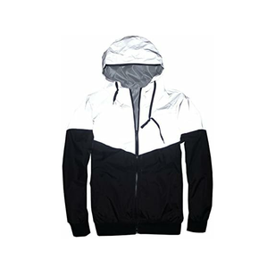 Men's Fashion Breathable Windbreaker <b>Jacket</b> <b>Reflective</b> Hood for <b>Running</b> Solid Colors Zipper Closure - Product Image 3