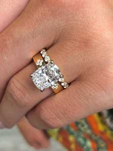 Bague de fiançailles en diamant de laboratoire taille coussin 5,5 carats, alliance large, ensemble de mariage, IGI, or massif 10k 14k 18k, bijoux fins, vente en gros - Product Image 1