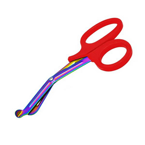 Ciseaux EMT 7,25 pouces, lames arc-en-ciel, manche rouge, acier inoxydable allemand, ciseaux utilitaires manuels, bandage médical, traumatisme, paramédical - Product Image 6