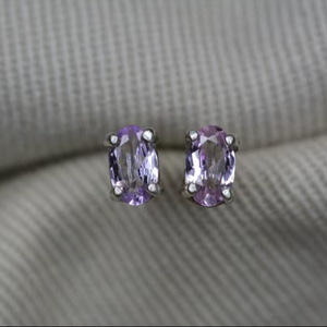 Certified Pink Tanzanite Earrings Sterling <b>Silver</b> <b>Studs</b> Natural Rare Zoisite Gemstone Jewelry Gift For Her - Product Image 1